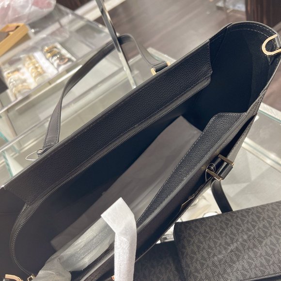 Michael Kors Maisie Large Pebbled Leather 3-in-1 Tote Bag Black Multi Gold - Picture 7 of 7